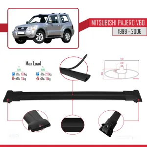 Mitsubishi Pajero (V60) 3 Kapı 1999-2006 Arası ile uyumlu FLY Model Ara Atkı Tavan Barı SİYAH thumb 4