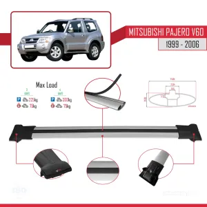 Mitsubishi Pajero (V60) 3 Kapı 1999-2006 Arası ile uyumlu FLY Model Ara Atkı Tavan Barı GRİ 3 ADET thumb 4