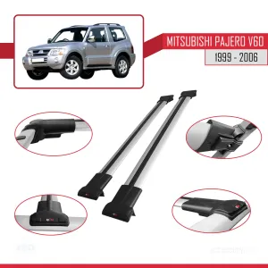 Mitsubishi Pajero (V60) 3 Kapı 1999-2006 Arası ile uyumlu FLY Model Ara Atkı Tavan Barı GRİ thumb 5