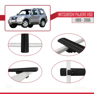 Mitsubishi Pajero (V60) 3 Kapı 1999-2006 Arası ile uyumlu Basic Model Ara Atkı Tavan Barı SİYAH 3 ADET thumb 4
