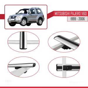 Mitsubishi Pajero (V60) 3 Kapı 1999-2006 Arası ile uyumlu Basic Model Ara Atkı Tavan Barı GRİ 3 ADET thumb 4