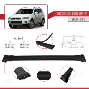 Mitsubishi Outlander 2008-2013 Arası ile Uyumlu FLY Model Ara Atkı Tavan Barı SİYAH 3 ADET BAR thumb 4
