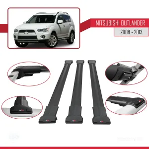 Mitsubishi Outlander 2008-2013 Arası ile Uyumlu FLY Model Ara Atkı Tavan Barı SİYAH 3 ADET BAR thumb 5