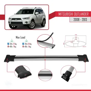 Mitsubishi Outlander 2008-2013 Arası ile Uyumlu FLY Model Ara Atkı Tavan Barı GRİ 3 ADET BAR thumb 4