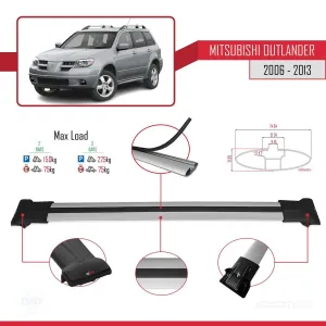 Mitsubishi Outlander 2006-2013 Arası ile Uyumlu FLY Model Ara Atkı Tavan Barı GRİ thumb 4