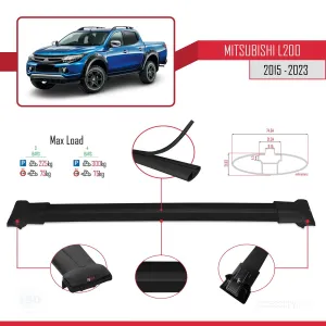 Mitsubishi L200 2015-2023 Arası ile Uyumlu FLY Model Ara Atkı Tavan Barı SİYAH 3 ADET BAR thumb 4