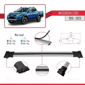 Mitsubishi L200 2015-2023 Arası ile Uyumlu FLY Model Ara Atkı Tavan Barı GRİ thumb 4