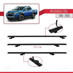 Mitsubishi L200 2015-2023 Arası ile uyumlu Basic Model Ara Atkı Tavan Barı SİYAH 3 ADET thumb 5