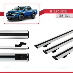 Mitsubishi L200 2015-2023 Arası ile uyumlu Basic Model Ara Atkı Tavan Barı GRİ 3 ADET thumb 3