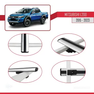 Mitsubishi L200 2015-2023 Arası ile uyumlu Basic Model Ara Atkı Tavan Barı GRİ 3 ADET thumb 4
