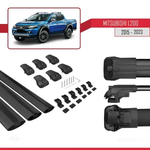 Mitsubishi L200 2015-2023 Arası ile uyumlu ACE-1 Ara Atkı Tavan Barı SİYAH 3 ADET BAR thumb 5