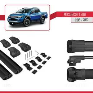Mitsubishi L200 2015-2023 Arası ile uyumlu ACE-1 Ara Atkı Tavan Barı SİYAH thumb 5