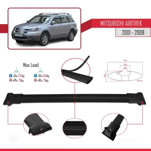 Mitsubishi Airtrek 2001-2008 Arası ile uyumlu FLY Model Ara Atkı Tavan Barı SİYAH 3 ADET BAR thumb 4