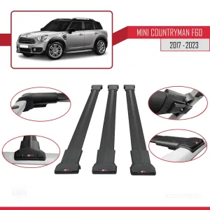 Mini Countryman (F60) 2017-2023 Arası ile Uyumlu FLY Model Ara Atkı Tavan Barı SİYAH 3 ADET BAR thumb 5