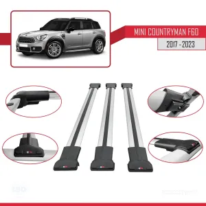 Mini Countryman (F60) 2017-2023 Arası ile Uyumlu FLY Model Ara Atkı Tavan Barı GRİ 3 ADET BAR thumb 5