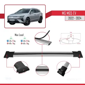 MG MG5 EV 2022 ve sonrası ile uyumlu FLY Model Ara Atkı Tavan Barı GRİ 3 ADET thumb 4