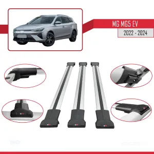 MG MG5 EV 2022 ve sonrası ile uyumlu FLY Model Ara Atkı Tavan Barı GRİ 3 ADET thumb 5