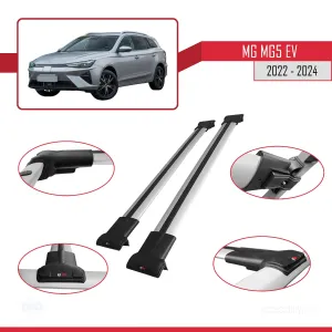 MG MG5 EV 2022 ve sonrası ile uyumlu FLY Model Ara Atkı Tavan Barı GRİ thumb 4