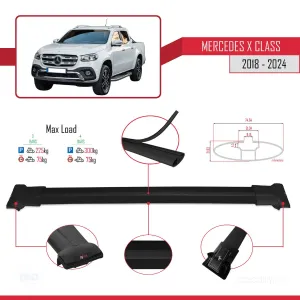 Mercedes X Class 2018 ve Sonrası ile uyumlu FLY Model Ara Atkı Tavan Barı SİYAH 3 ADET BAR thumb 4