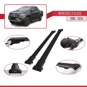 Mercedes X Class 2018 ve Sonrası ile Uyumlu FLY Model Ara Atkı Tavan Barı SİYAH thumb 5