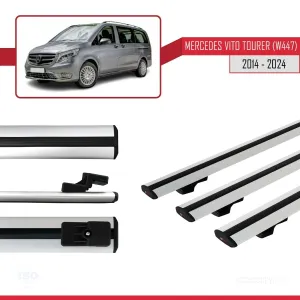 Mercedes Vito Tourer (W447) 2014 ve Sonrası ile uyumlu Basic Model Ara Atkı Tavan Barı GRİ 3 ADET thumb 3