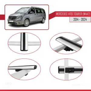 Mercedes Vito Tourer (W447) 2014 ve Sonrası ile uyumlu Basic Model Ara Atkı Tavan Barı GRİ 3 ADET thumb 4
