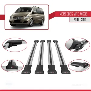Mercedes Vito (W639) 2010-2014 Arası ile uyumlu FLY Model Ara Atkı Tavan Barı GRİ 4 ADET BAR thumb 5