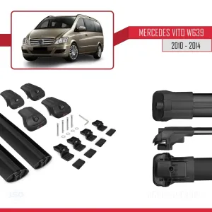 Mercedes Vito (W639) 2010-2014 Arası ile uyumlu ACE-1 Ara Atkı Tavan Barı SİYAH thumb 5