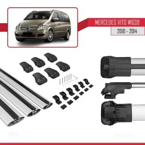 Mercedes Vito (W639) 2010-2014 Arası ile uyumlu ACE-1 Ara Atkı Tavan Barı GRİ 3 ADET BAR thumb 5