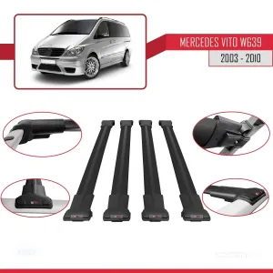 Mercedes Vito (W639) 2003-2010 Arası ile uyumlu FLY Model Ara Atkı Tavan Barı SİYAH 4 ADET BAR thumb 5