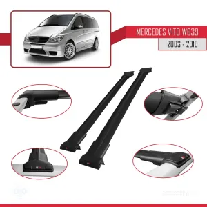 Mercedes Vito (W639) 2003-2010 Arası ile uyumlu FLY Model Ara Atkı Tavan Barı SİYAH thumb 5