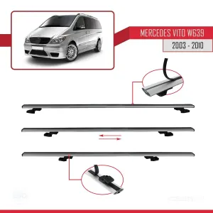Mercedes Vito (W639) 2003-2010 Arası ile uyumlu Basic Model Ara Atkı Tavan Barı GRİ 3 ADET thumb 5