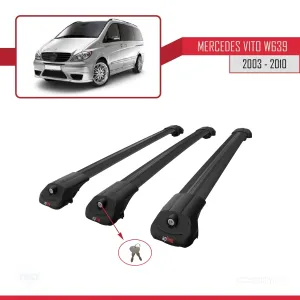 Mercedes Vito (W639) 2003-2010 Arası ile uyumlu ACE-1 Ara Atkı Tavan Barı SİYAH 3 ADET BAR thumb 4
