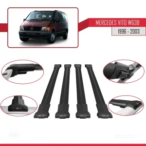 Mercedes Vito (W638) 1996-2003 Arası ile uyumlu FLY Model Ara Atkı Tavan Barı SİYAH 4 ADET BAR thumb 5