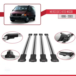 Mercedes Vito (W638) 1996-2003 Arası ile uyumlu FLY Model Ara Atkı Tavan Barı GRİ 4 ADET BAR thumb 5