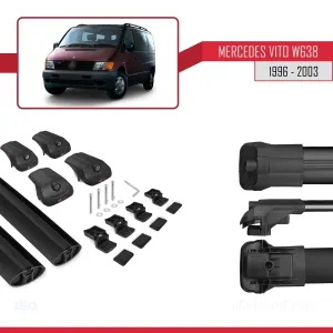 Mercedes Vito (W638) 1996-2003 Arası ile uyumlu ACE-1 Ara Atkı Tavan Barı SİYAH thumb 5