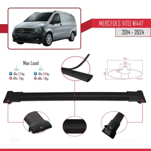Mercedes Vito (W447) 2014 ve Sonrası ile uyumlu FLY Model Ara Atkı Tavan Barı SİYAH 3 ADET BAR thumb 4