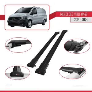 Mercedes Vito (W447) 2014 ve Sonrası ile Uyumlu FLY Model Ara Atkı Tavan Barı SİYAH thumb 4