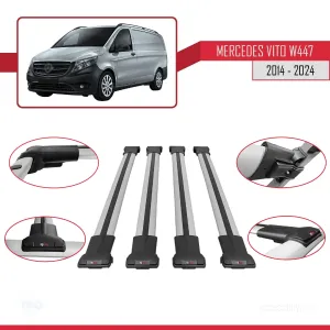 Mercedes Vito (W447) 2014 ve Sonrası ile uyumlu FLY Model Ara Atkı Tavan Barı GRİ 4 ADET BAR thumb 5