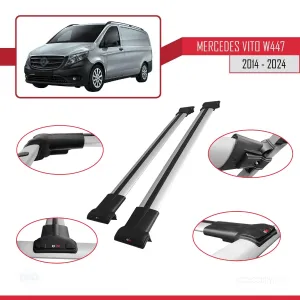 Mercedes Vito (W447) 2014 ve Sonrası ile Uyumlu FLY Model Ara Atkı Tavan Barı GRİ thumb 4