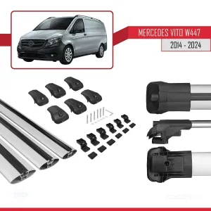 Mercedes Vito (W447) 2014 ve Sonrası ile uyumlu ACE-1 Ara Atkı Tavan Barı GRİ 3 ADET BAR thumb 5