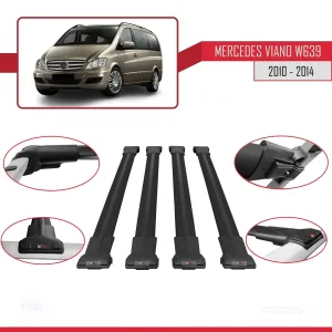 Mercedes Viano 2010-2014 Arası ile uyumlu FLY Model Ara Atkı Tavan Barı SİYAH 4 ADET BAR thumb 5