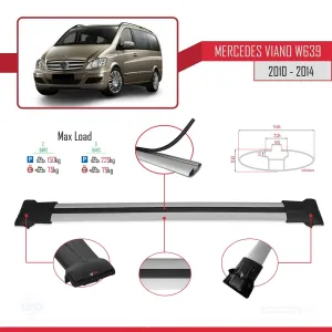Mercedes Viano 2010-2014 Arası ile uyumlu FLY Model Ara Atkı Tavan Barı GRİ thumb 4