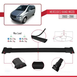 Mercedes Viano 2003-2010 Arası ile uyumlu FLY Model Ara Atkı Tavan Barı SİYAH 4 ADET BAR thumb 4