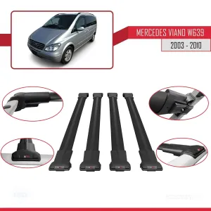 Mercedes Viano 2003-2010 Arası ile uyumlu FLY Model Ara Atkı Tavan Barı SİYAH 4 ADET BAR thumb 5