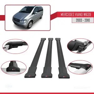 Mercedes Viano 2003-2010 Arası ile uyumlu FLY Model Ara Atkı Tavan Barı SİYAH 3 ADET BAR thumb 5
