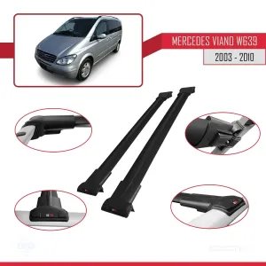 Mercedes Viano 2003-2010 Arası ile uyumlu FLY Model Ara Atkı Tavan Barı SİYAH thumb 5