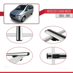 Mercedes Viano 2003-2010 Arası ile uyumlu Basic Model Ara Atkı Tavan Barı GRİ 3 ADET thumb 4