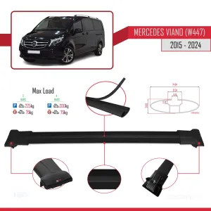 Mercedes Viano (W447) 2015 ve Sonrası ile Uyumlu FLY Model Ara Atkı Tavan Barı SİYAH 3 ADET BAR thumb 4