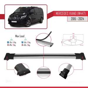 Mercedes Viano (W447) 2015 ve Sonrası ile Uyumlu FLY Model Ara Atkı Tavan Barı GRİ thumb 4